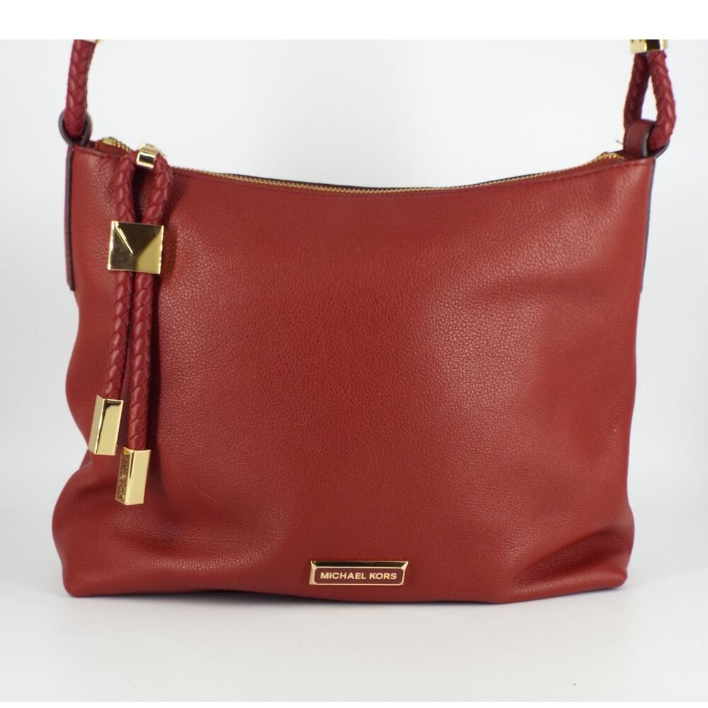 Michael Kors Lexington Burgundy Pebbled Leather Shoulder Bag